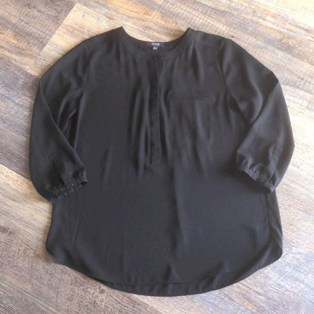 🔖3 for $25 NWOT Black 3/4 Sleeve Button Up Business Office Blouse